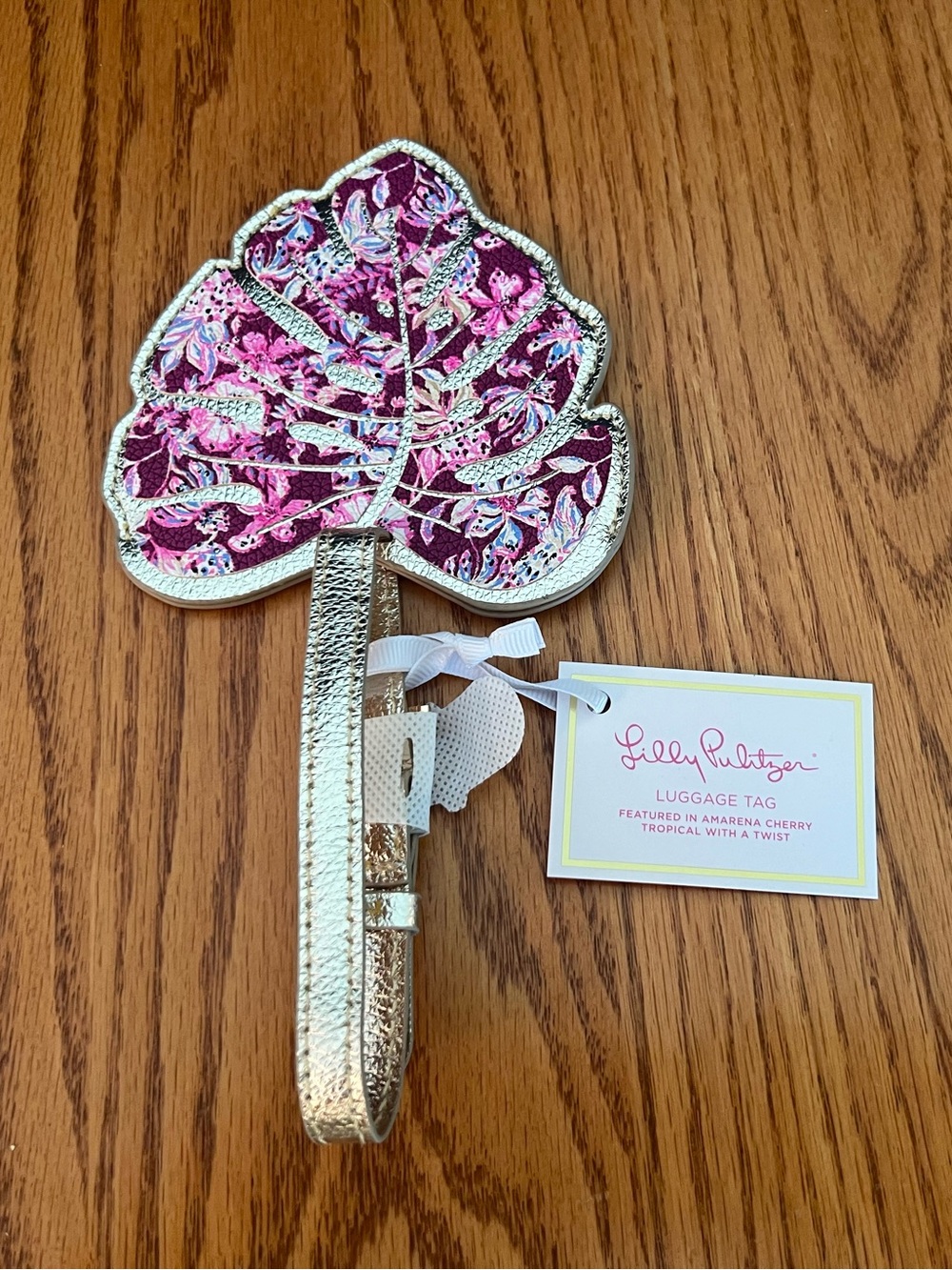 Lilly Pulitzer Metallic Gold Strap Tree Luggage Tag